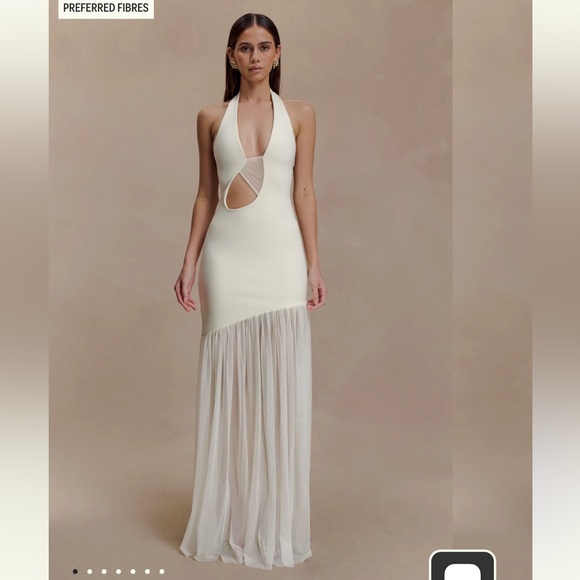 Meshki Dresses & Skirts - Meshki Cream Plunge Maxi Dress